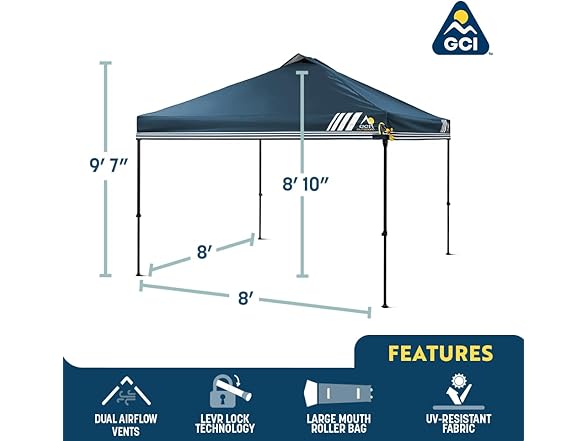 GCI Outdoor LevrUp Pop Up Canopy Tent, 8x8