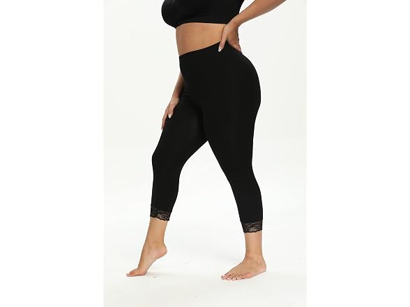 Eliss Women (XL) Modal Capri Lace Trim Leggings
