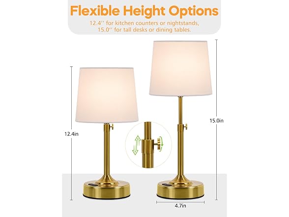 Yochoice Height Adjustable Cordless Table Lamp