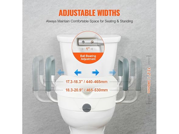 Raised Toilet Seat, 5" Height Raised, 350 lbs