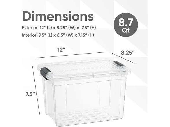 Superio Clear Storage Box with Lid, 8.75 Quart 36 Pack