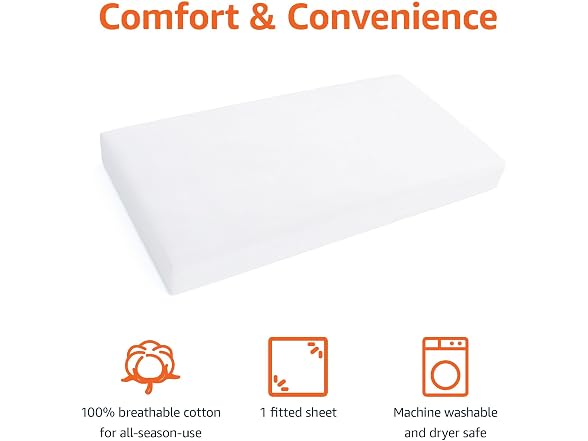 Amazon Basics 100% Cotton Jersey Knit Fitted Crib Sheet