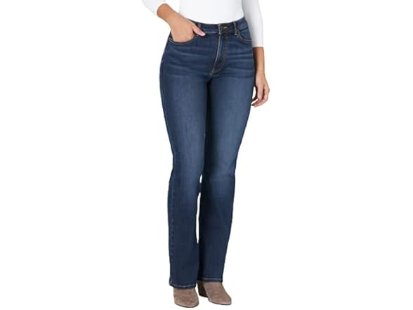 Jeans Donna Wrangler A Vita Media Gamba Dritta E Larga: Denim Elasticizzato Comodo Con Cuciture A Contrasto – Taglie 0-18
