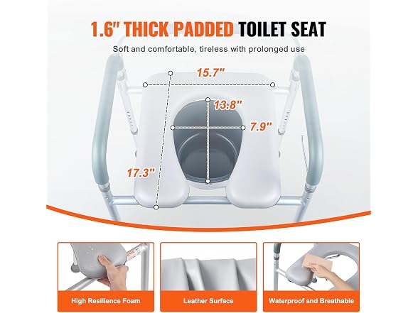 Commode Chair, Bedside Commode with Padded Seat