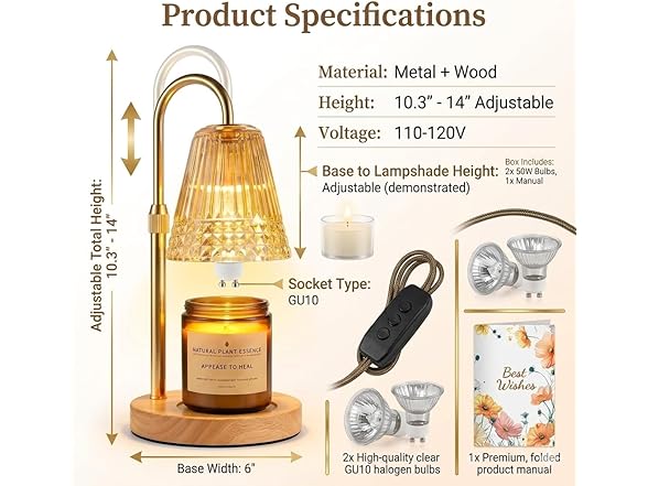 micieitie Candle Warmer Lamp with Timer and Dimmer