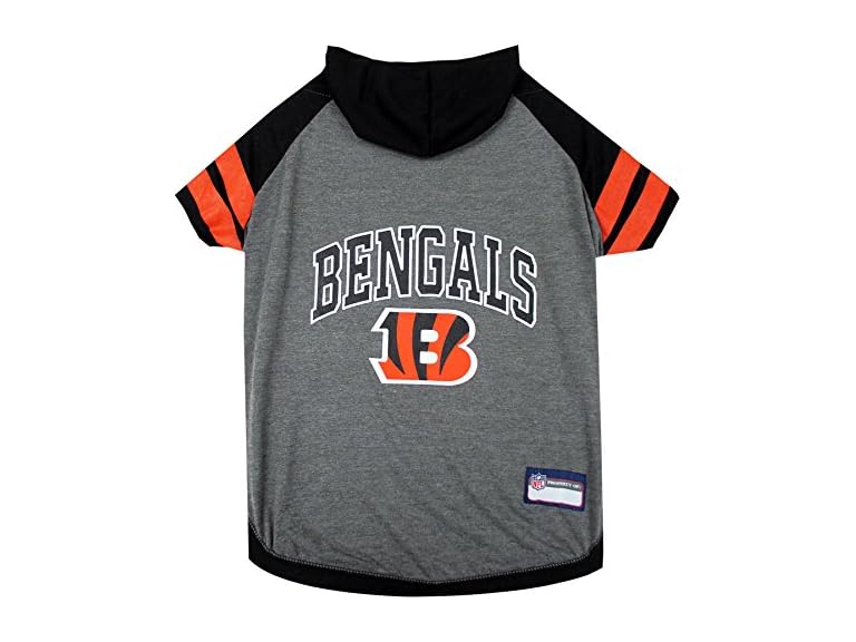 Pets First Hoodie for Dogs & Cats. NFL Football Licensed Dog Hoody Tee Shirt, Small. Sports Hoody T-Shirt for Pets. Licensed Sporty Dog Shirt Black/Grey