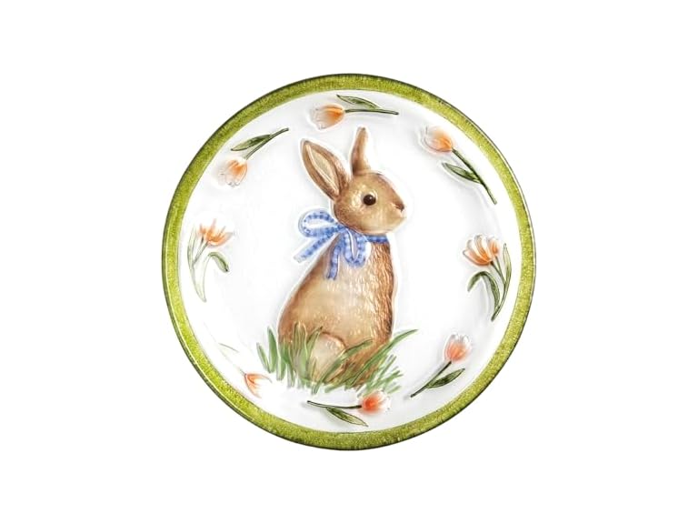 Mud Pie Easter Bunny Glass Platter