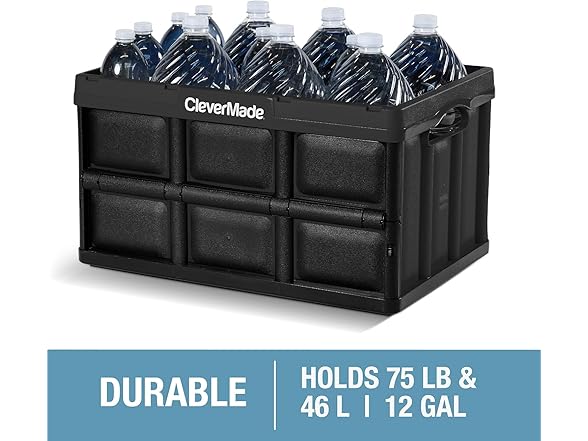 CleverMade Collapsible Storage Bins- Obsidian 3 PK 46L