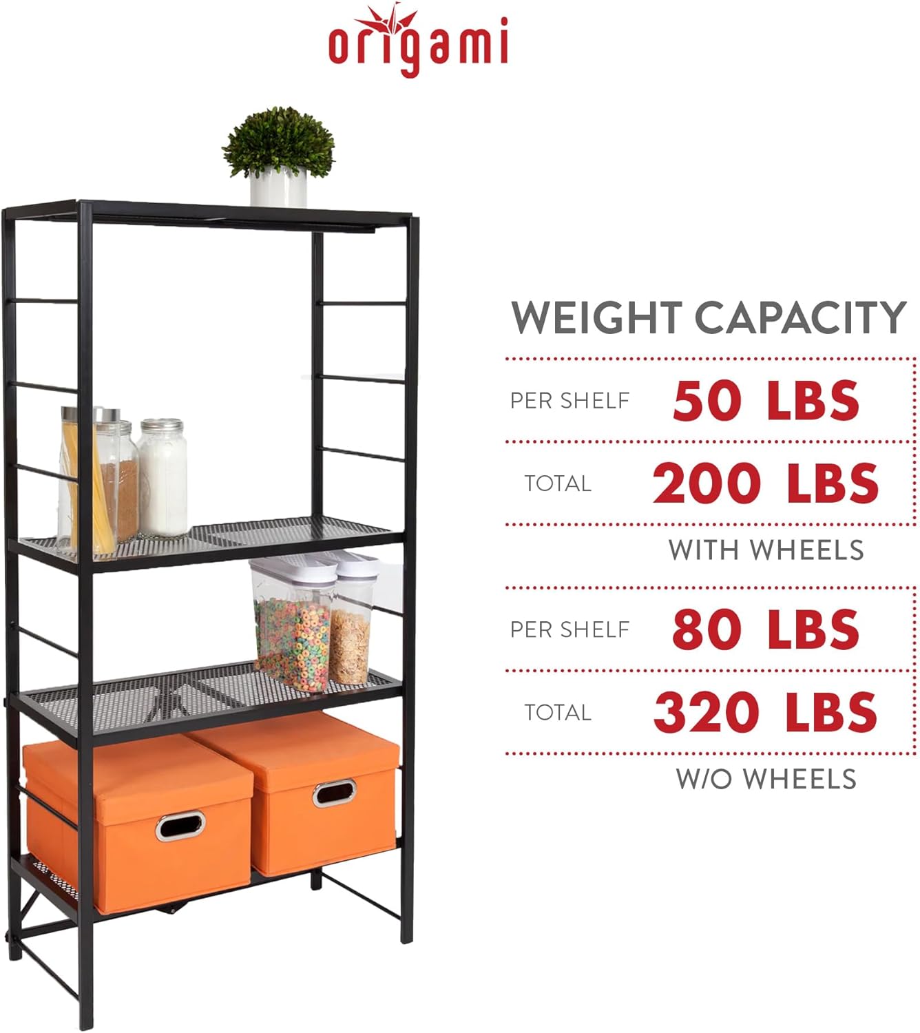 Origami 4 Tier Adjustable Shelf Rack - Gallery 14