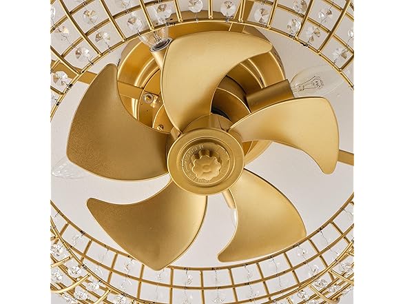Parrot Uncle 19.7 Inch Gold Crystal Fandelier Ceiling Fan