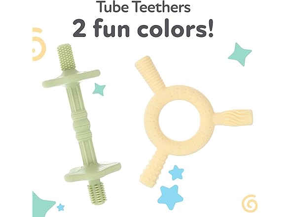 Nuby Hollow Tube Silicone Teething Toy 2Pk