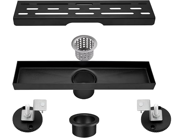 Fibetter 24 In Black Linear Shower Drain