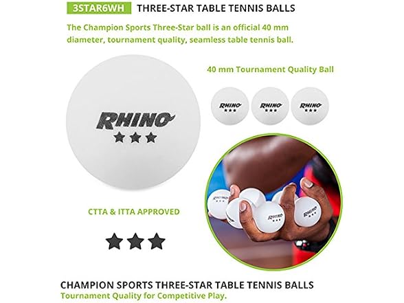 Champion Sports 3 Star Table Tennis Ball Pack