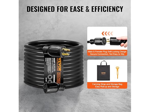 30 Amp Generator Cord and Power Inlet Box Kit