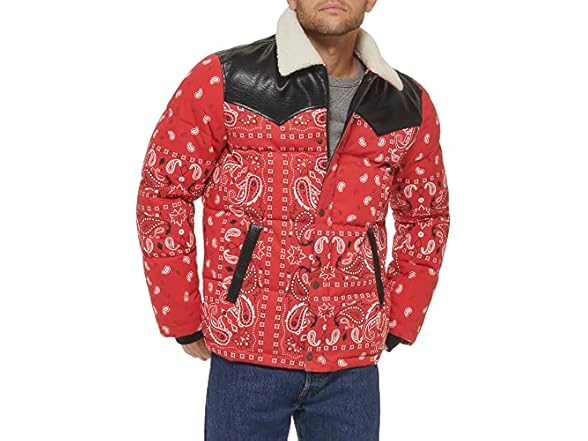Red Bandana Print Puffer