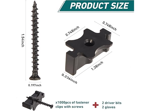 1000pk Deck Board Fasteners T Clips