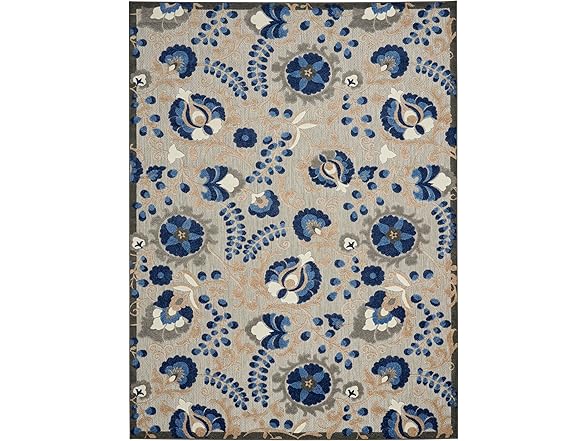 Nourison Home Aloha Indoor/Outdoor Natural/Blue 7'