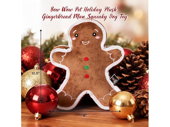 Bow Wow Pet Holiday Gingerbread Gusset Squeaky Toy