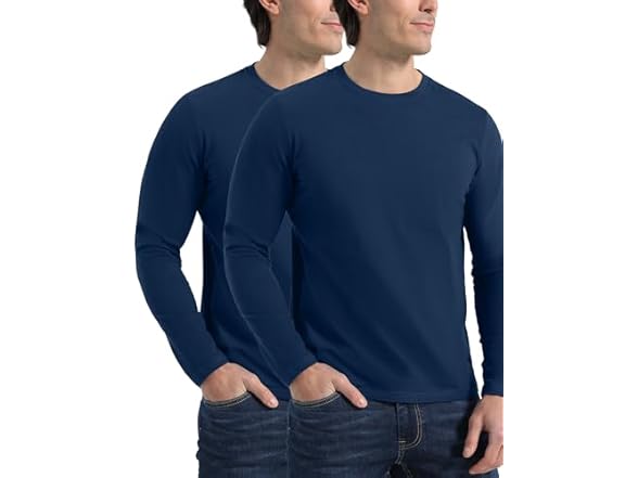 2 Pack Men's Long Sleeve Crew Neck Tee