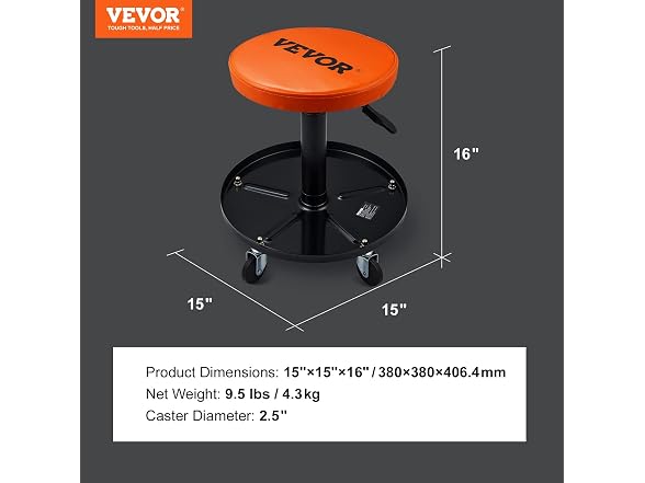 Mechanic Stool, 250 LBS Rolling Pneumatic