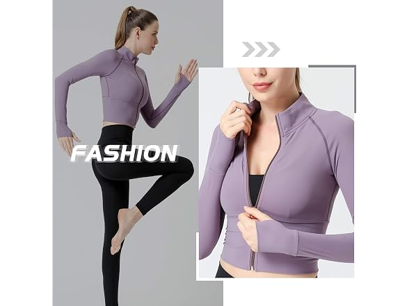 Seaur Women (S) Zipper Front Crop Shirt Gym Top