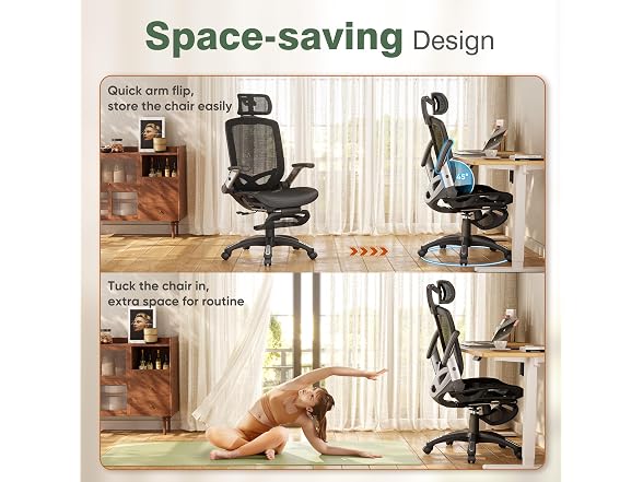 Office Chair with Footrest, Ergonomic Desk Chair