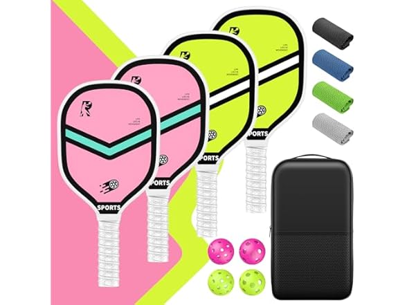 BAIWU Paddles Set 4 Paddles, Towels, Balls