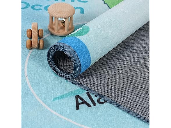 Superior Map Non-Slip Kids Washable Indoor Area Rug