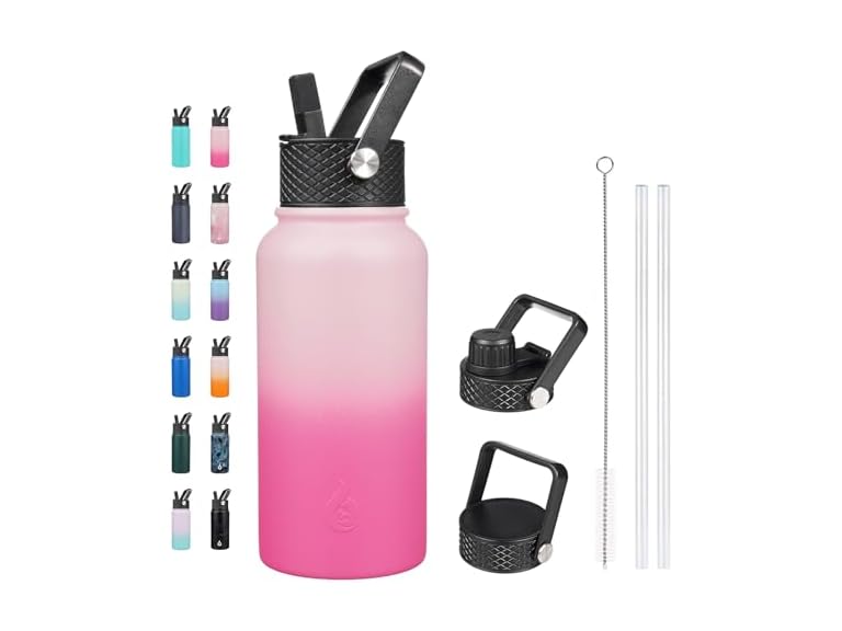 BJPKPK Insulated Water Bottles with Straw Lid
