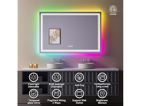 LED Bathroom Mirror with RGB Lights