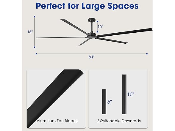 Parrot Uncle 84 Inch Large Ceiling Fans without Light