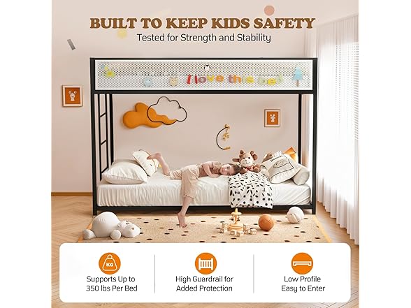 LIFE SKY Bunk Bed Twin-Over-Twin for Kids