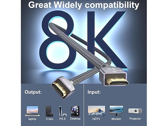 VJitong HDMI 2.1 Cable 6.6FT