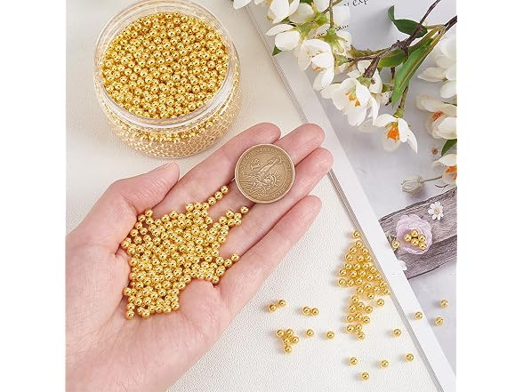 OLYCRAFT 2400Pcs 4mm Mini Golden Pearl Beads - Gallery 3