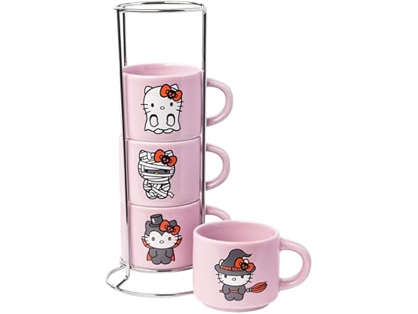 Hello Kitty Halloween 4Pk Mug Set w/Rack
