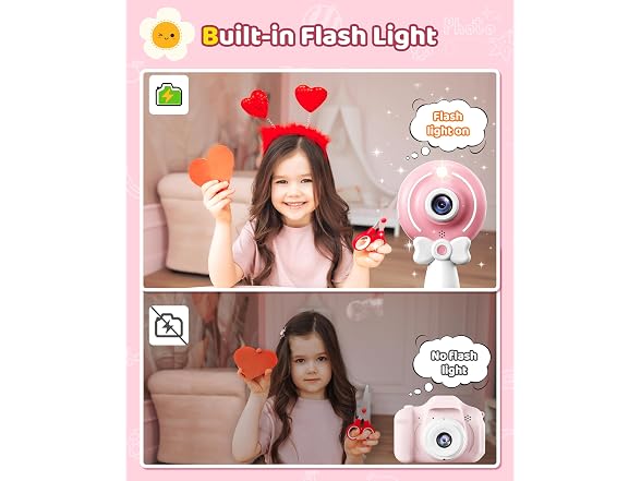 TEKFUN Kids Digital Camera Toy 32GB SD Pink