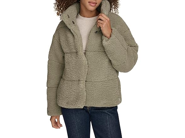 Levis Womens Patchwork Quilted Teddy Coat (S)