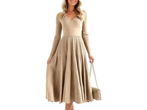 Women’s Pleated Knit Midi Dress