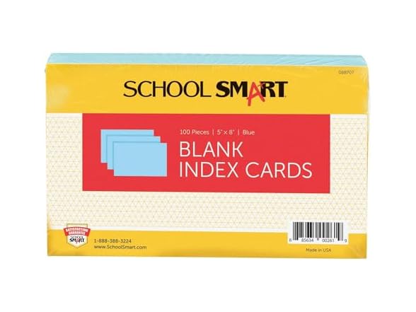 School Smart Index Cards Blue 100ct