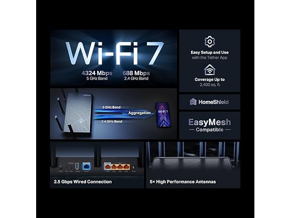 TP-Link TP-Link Dual-Band BE5000 WiFi 7 Router