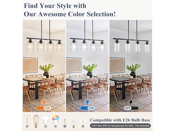 VerRon B0DPDL95KW 4-Light Linear Dining Chandelier