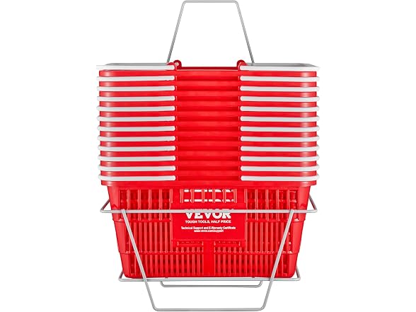 Shopping Baskets, 12-Pack, Red, Sturdy
