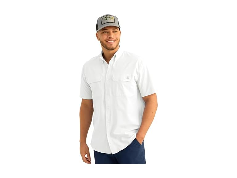 HUK Men's Standard Next Level Solid Short Sleeve Fishing Button Down Shirt