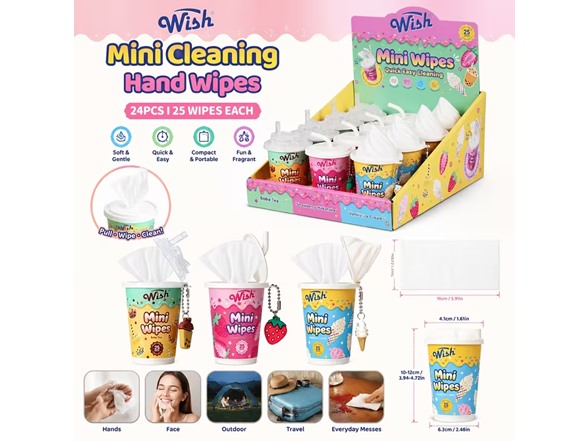 24pk Travel Size Mini Hand Wipes