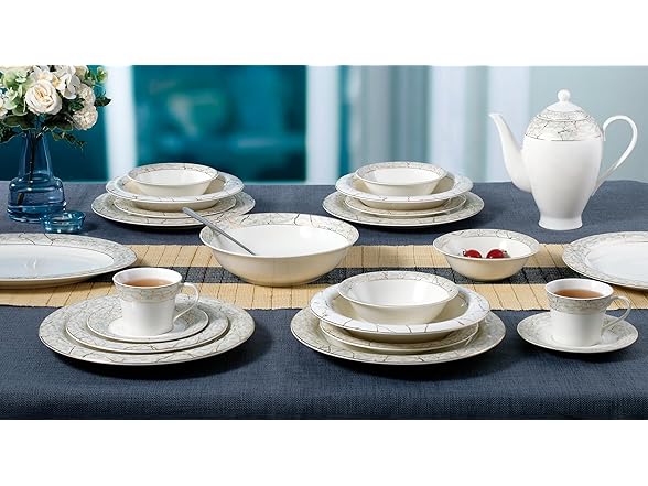 Lorren Home Trends Bone China Dinnerware Set Marble