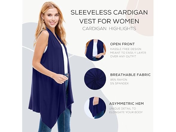 Azules Women (L) Sleeveless Cardigan Soft Vest