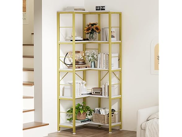 Gujiam 5-Tier Corner Bookshelf