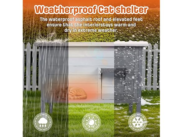 BRIOPAWS Grey Heated Outdoor Cat House- Grey