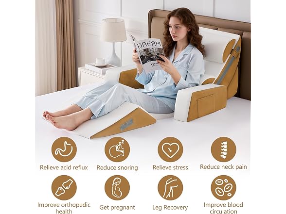 paxato 9PCS Wedge Pillow Set Brown