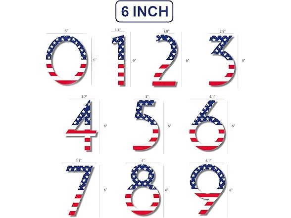 Metal House Numbers with American Flag